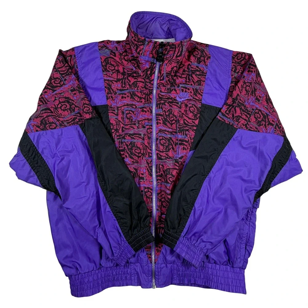 Vintage Nike Windbreaker Jacket Purple Pink Abstract 90s Retro Womens Small
